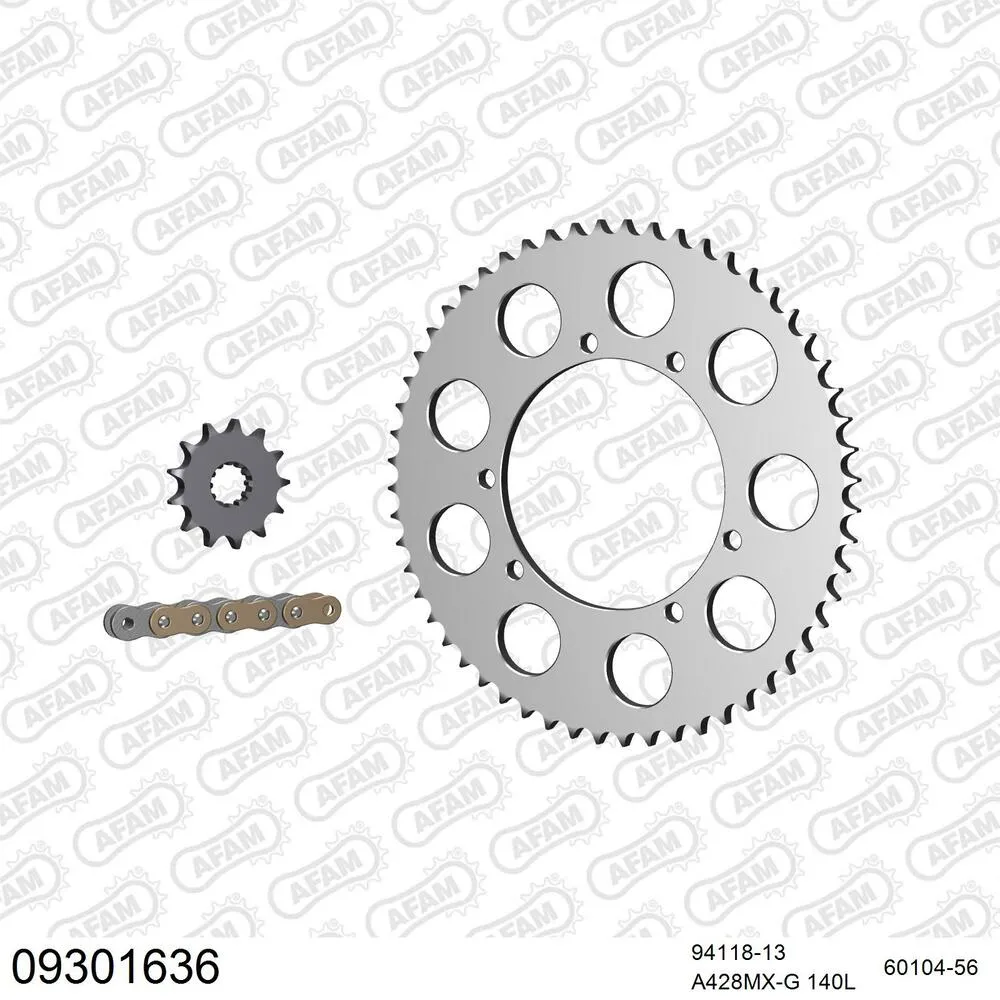 AFAM Kettensatz Aluminium 428 MX-G 13x56 - Hm-honda CRE 50 Derapage 2002 - 09301636