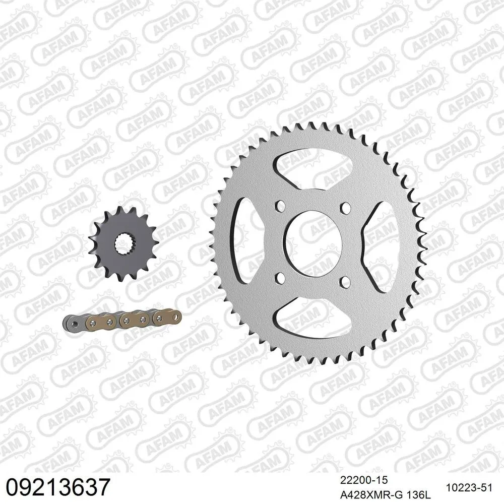 09213637 AFAM Kettensatz Stahl 428 XMR2-G 15x51 - Kreidler 125 DD Supermoto 2008-11 - 09213637