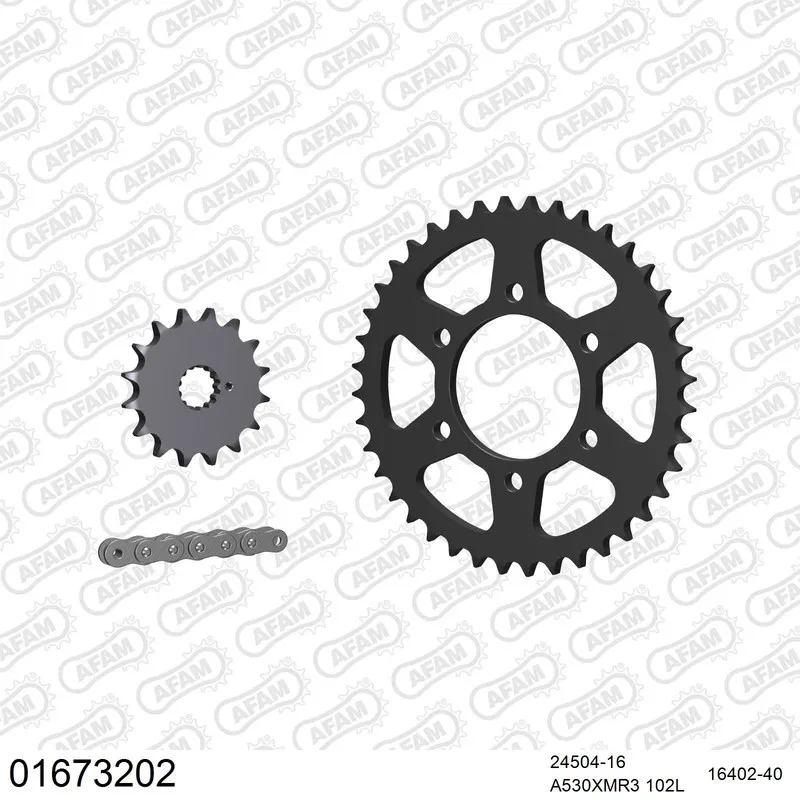 AFAM Kettensatz Stahl 530 XMR3 16x40 - Kawasaki Z 650 SR 1979-80 - 01673202