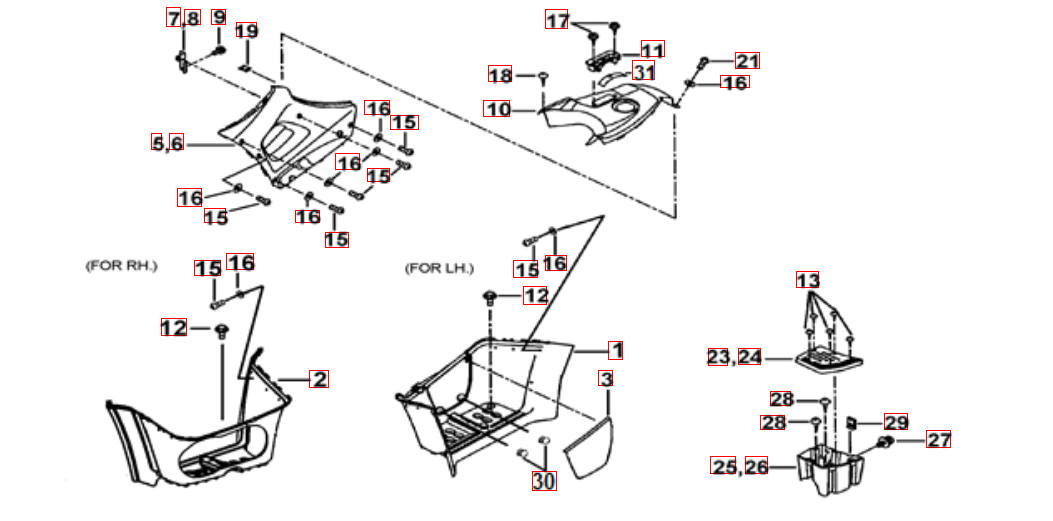 Fussstützen und Tankabdeckung