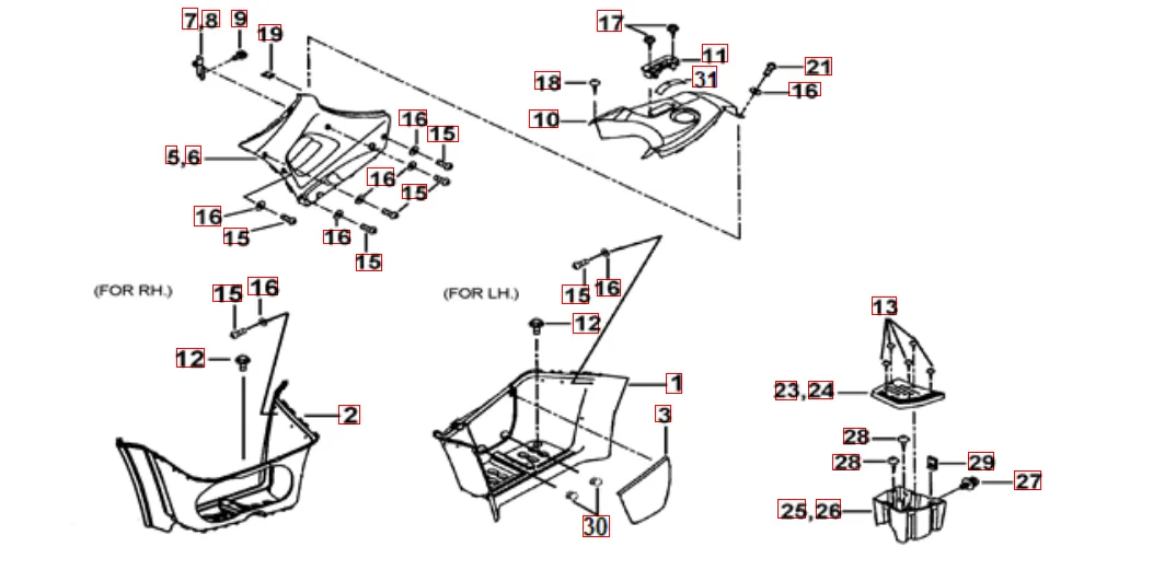 Fussstützen und Tankabdeckung Fussstützen und Tankabdeckung