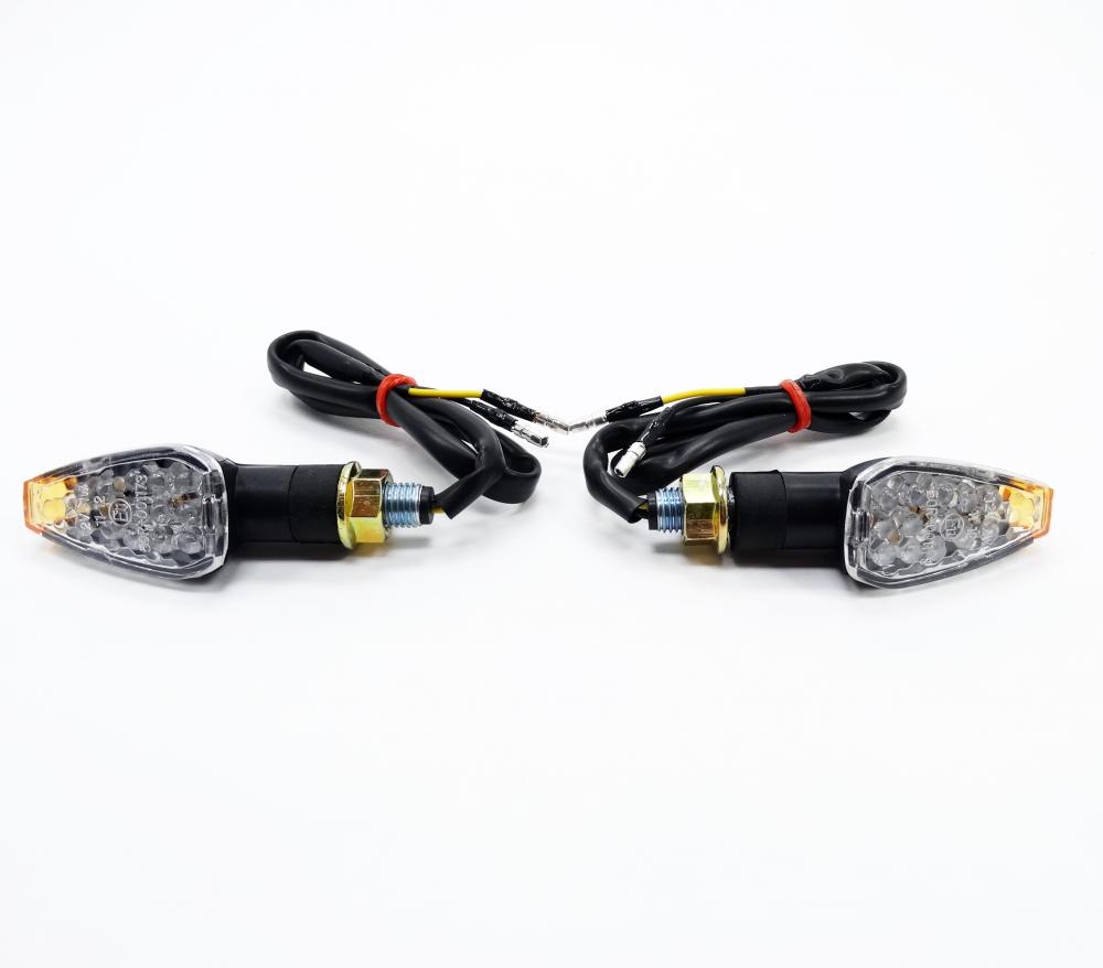 Puig LED Blinker Set Peak kurz, schwarz, Glas klar, ABE, 66x27 mm