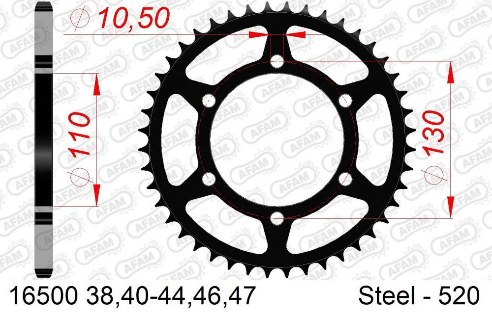 AFAM Kettenrad Stahl hinten - 520 - 16500