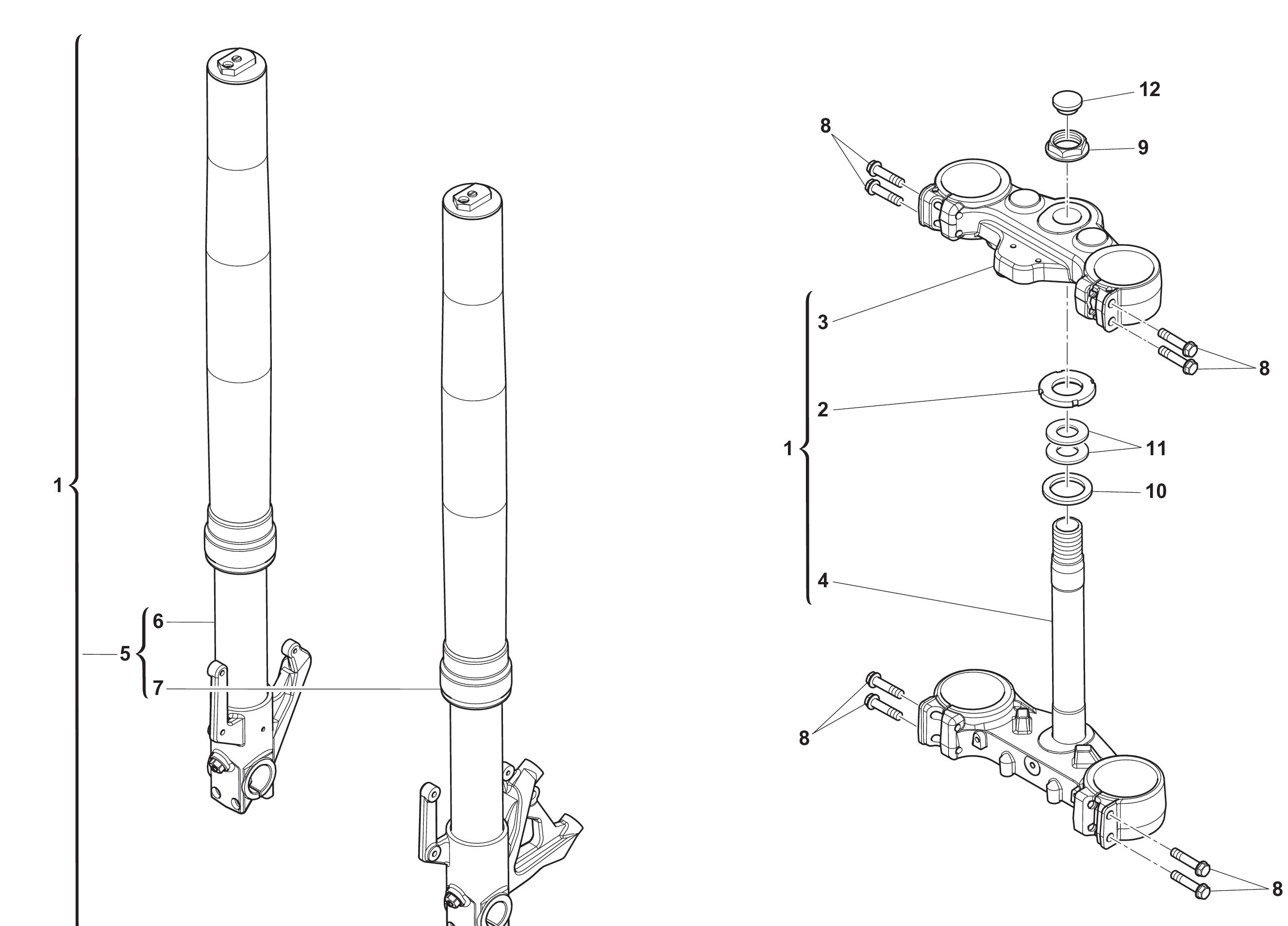 Gabel vorne / Gabelbrücke Gabel vorne / Gabelbrücke