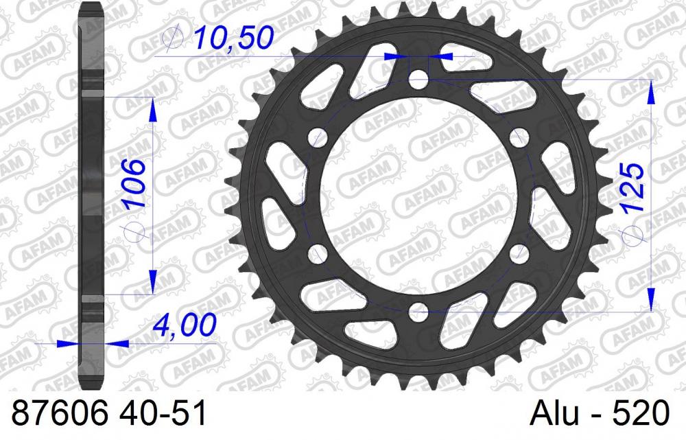 AFAM Racing Kettenrad Aluminium hinten - 520 - 87606