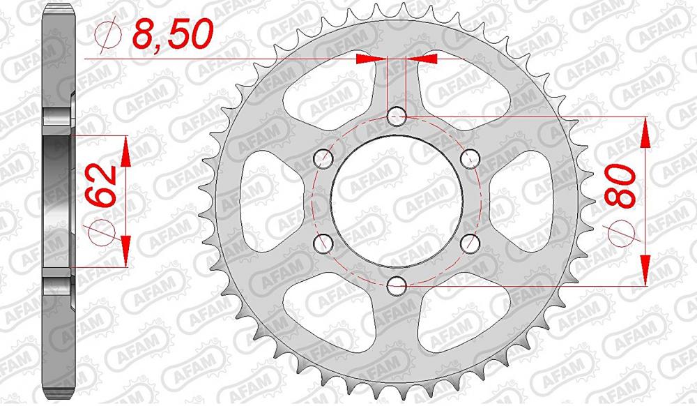 AFAM Kettensatz Stahl 428 R1-G 16x37 - Yamaha DT 125 E/F 1974-79