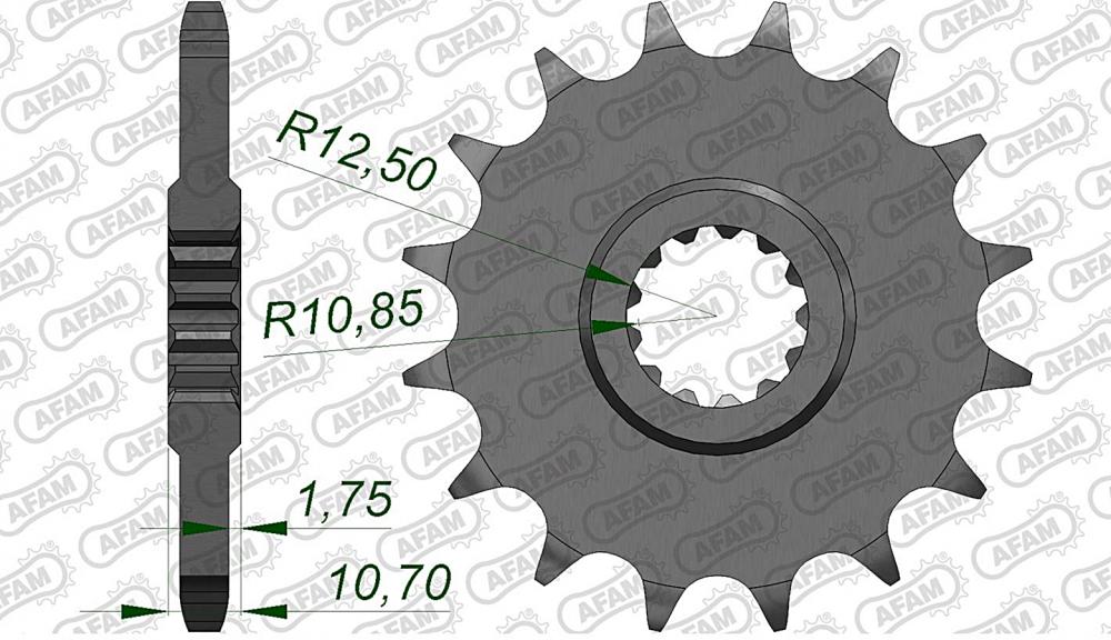 AFAM Kettensatz Stahl 525 XSR2-G 17x39 - Yamaha TRX 850 1996-99