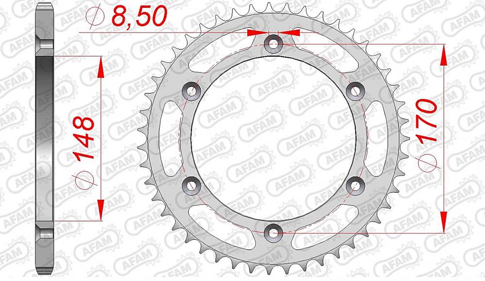 afam_kettenrad_hinten_14501 AFAM Kettensatz Stahl 520 XMR2 16x42 - Suzuki DR 650 R/RE/RS/RSE 1990-96