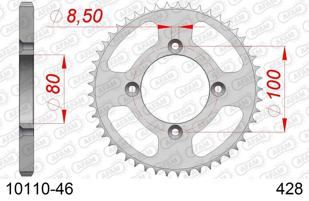 AFAM Kettensatz Stahl 428 MX-G 13x46 - Honda CRF 125 F 2014-24 - 01013851
