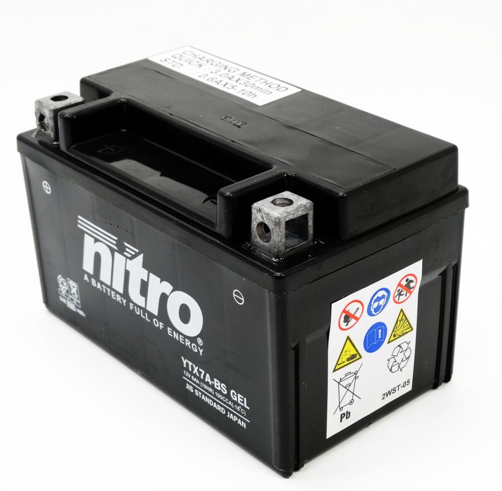 Nitro GEL YTX7A-BS AGM Batterie 12V 6AH (GTX7A-BS, FTX7A-BS)