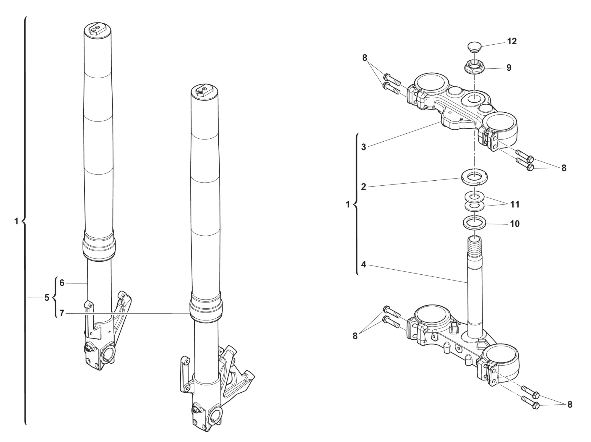 Gabel vorne / Gabelbrücke Gabel vorne / Gabelbrücke