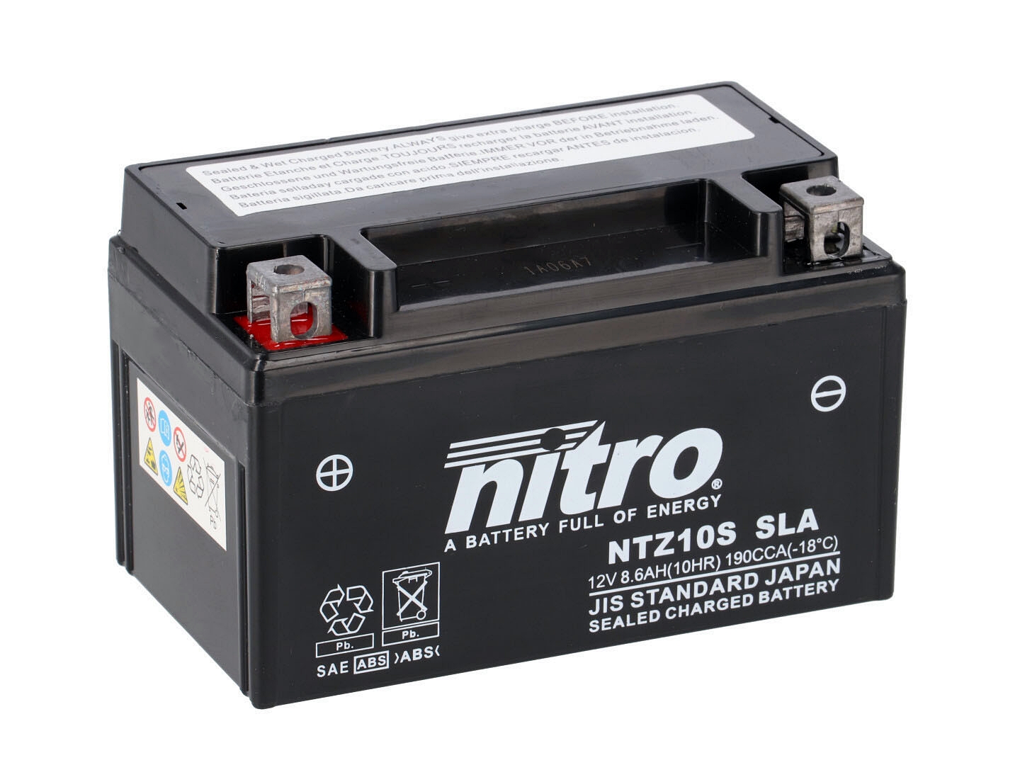 NTZ10S-SLA Nitro NTZ10S SLA GEL AGM Batterie 12V 8,6AH - Einbaufertig (YTZ10S YTZ10S-BS)