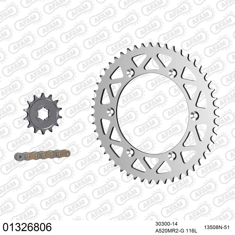 01326806 AFAM Kettensatz Aluminium 520 MR2-G 14x51 - Yamaha YZ 250 1990-93 - 01326806