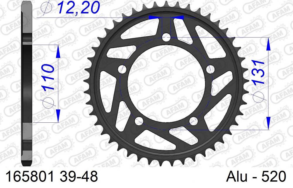 AFAM Racing Kettenrad Aluminium hinten - 520 - 165801