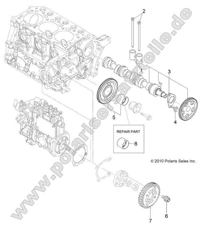 Engine, Camshaft and Driving Gear