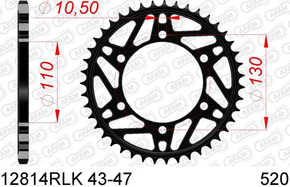 AFAM Racing RLK Kettenrad Stahl hinten - 520 - 12814RLK