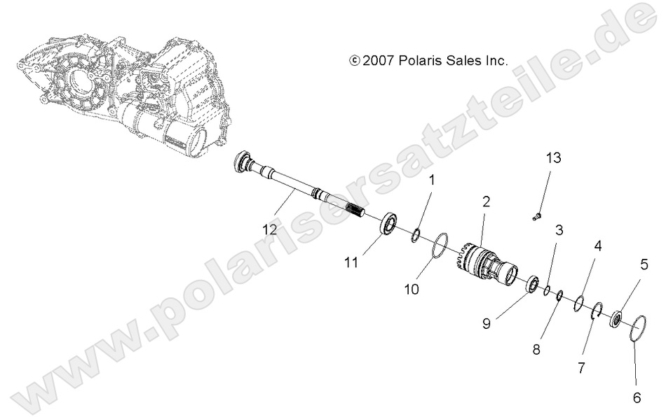 DRIVE TRAIN, GEARCASE FRONT OUTPUT SHAFT