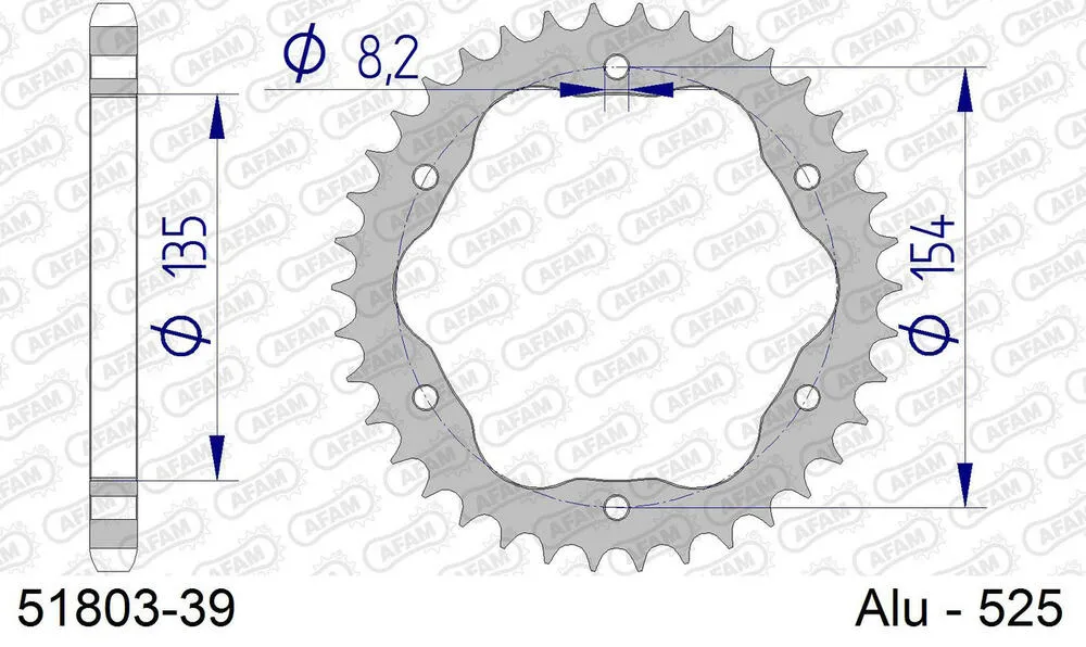 51803-39 AFAM Kettensatz Aluminium 525 XHR3-G 15x39 - Ducati 1199 Panigale 2012-17 - KIT105861