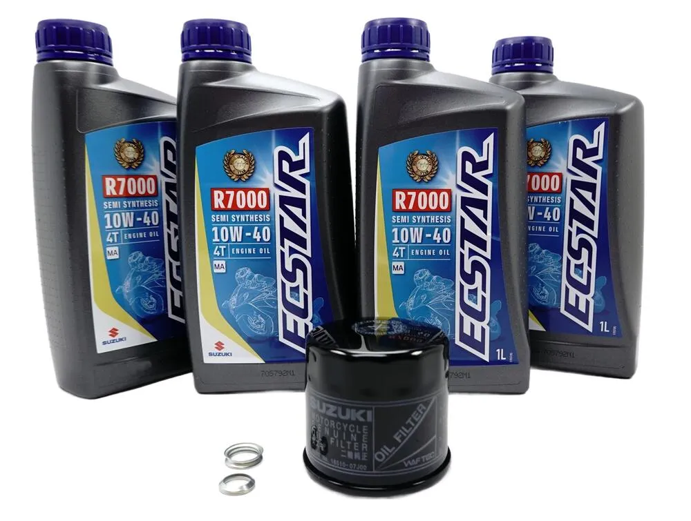 Suzuki ECSTAR Ölwechsel Kit R7000 - 4 Liter 10W40 Teilsynthetisch + Ölfilter + Dichtring - 99KIT-R7000-000 Suzuki ECSTAR Ölwechsel Kit R7000 - 4 Liter 10W40 Teilsynthetisch + Ölfilter + Dichtring - 99KIT-R7000-000