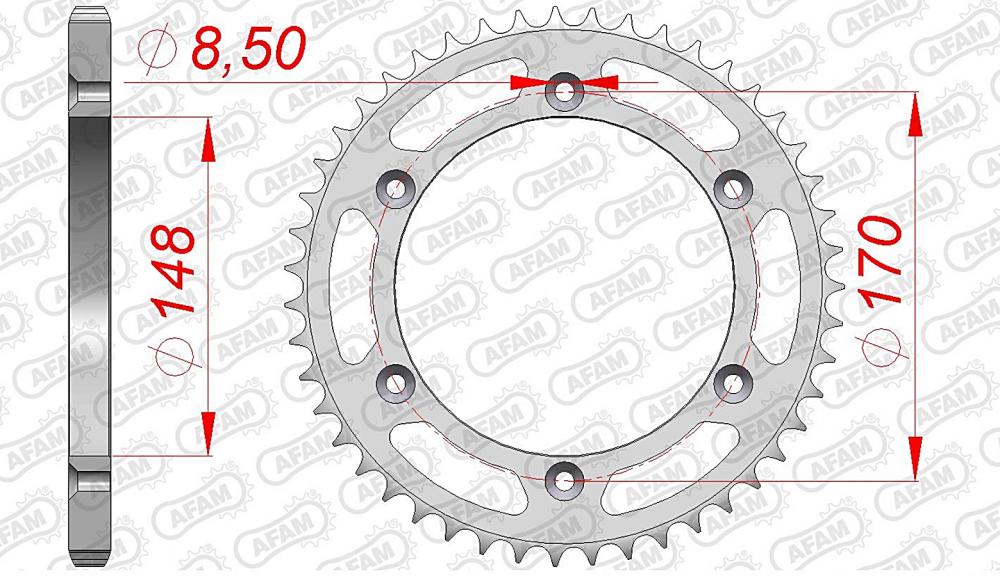 afam_kettenrad_hinten_14603 AFAM Kettensatz Stahl 525 XRR 15x47 - Suzuki DR 800 Big 1994-96