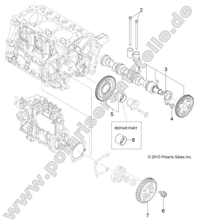 Engine, Camshaft and Driving Gear