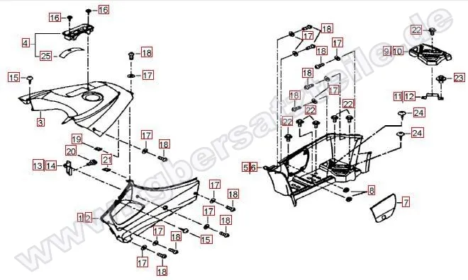 Fussstützen und Tankabdeckung Fussstützen und Tankabdeckung