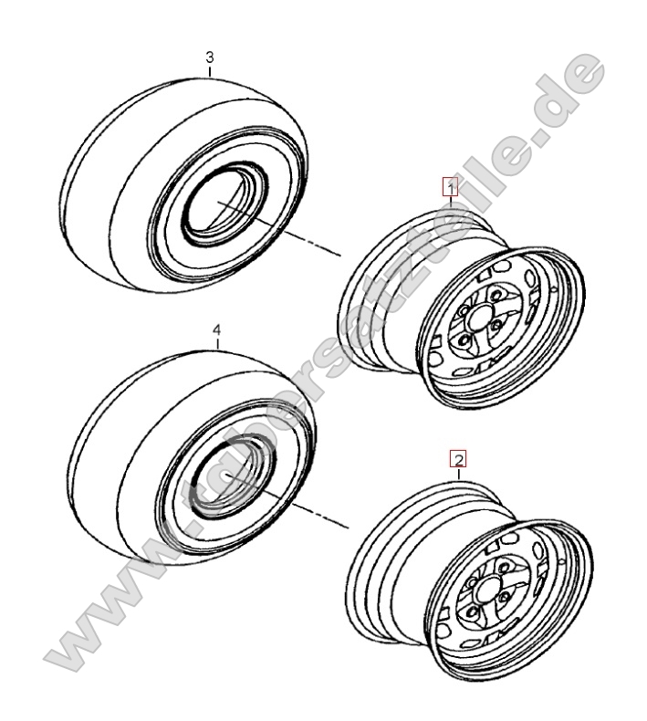 Reifen onroad und Stahlfelgen