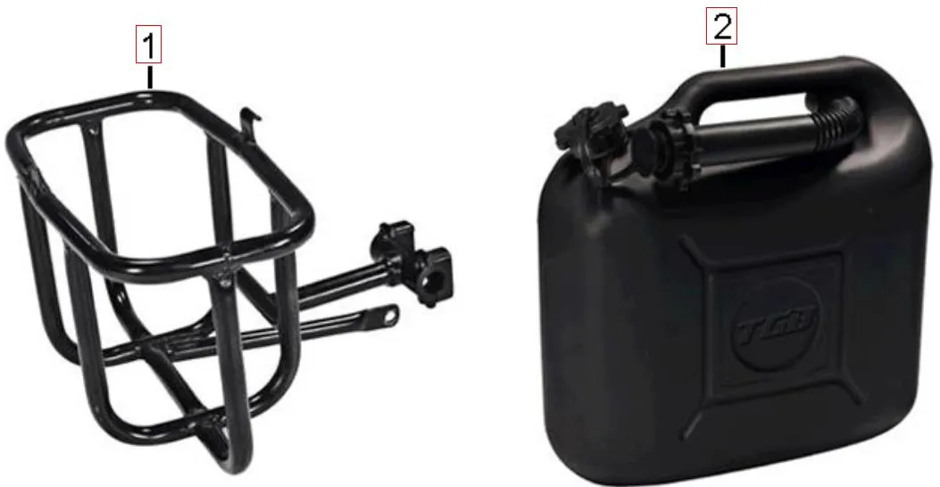 Benzinkanister u. Halter Benzinkanister u. Halter