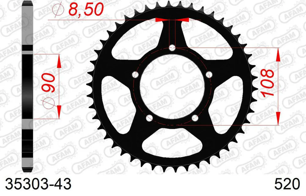 35303-43 AFAM Kettensatz Stahl 520 XRR3-G 15x43 - Aprilia ETX 350 1988 - 03535500