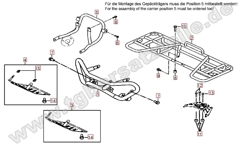 Stoßstange vorne - Gepäckträger hinten