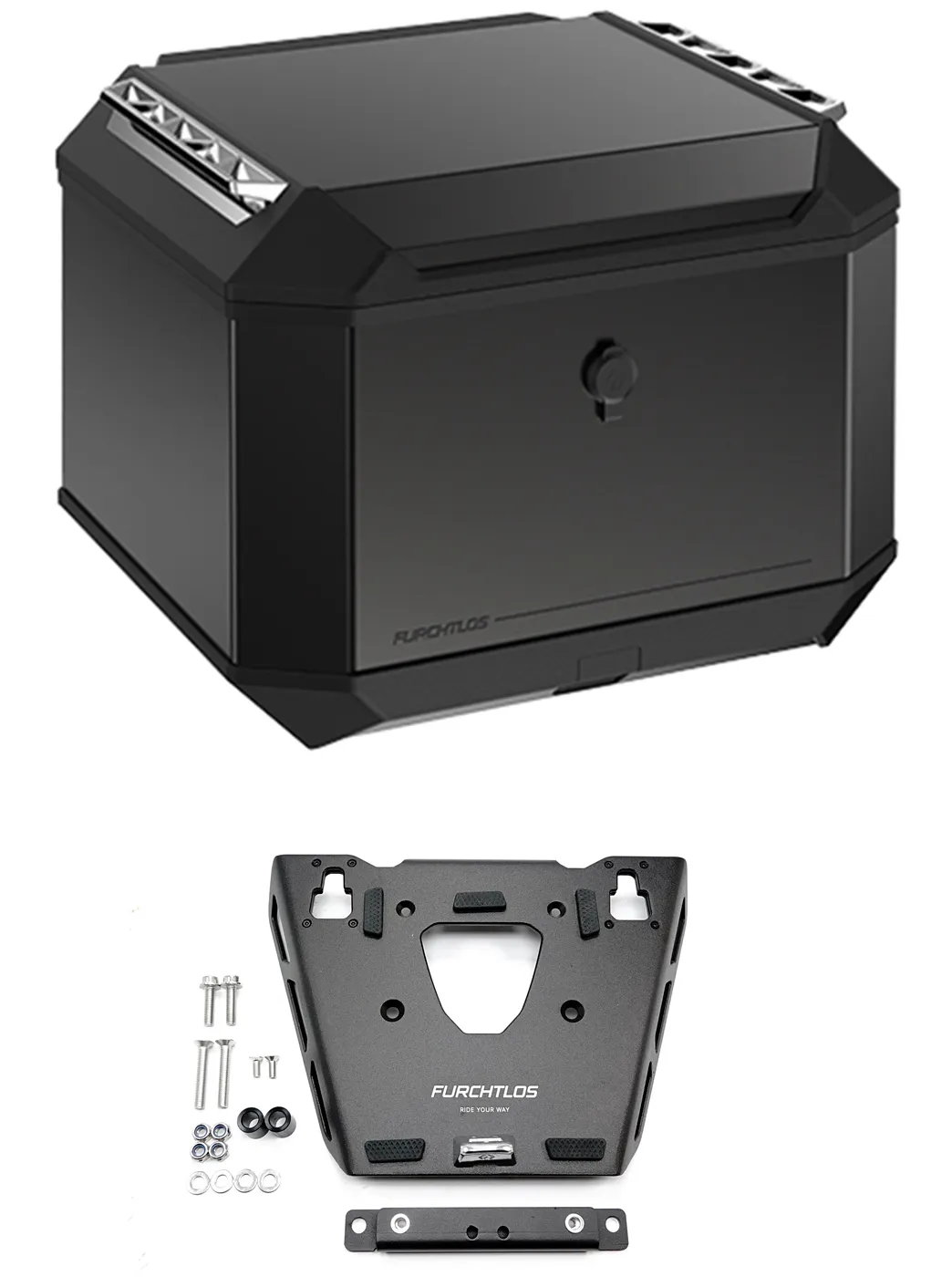 Furchtlos RANGER Aluminium Topcase 50 Liter anthrazit-schwarz Set - Honda CRF 1100 Africa Twin 2020-24