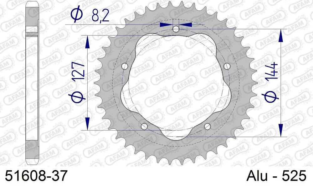 51608-37 AFAM Kettensatz Aluminium 525 XSR2-G 15x37 - Ducati 996 R 2001-04 - 05189241