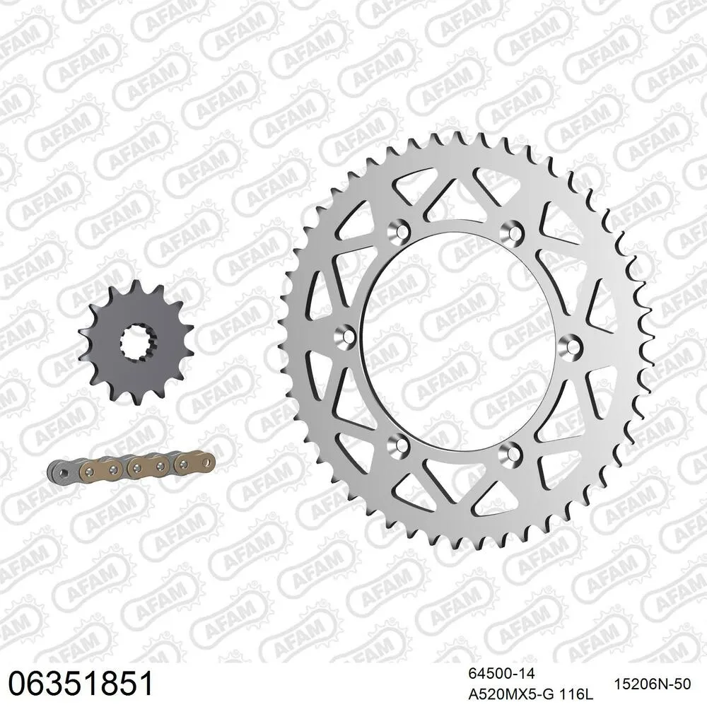 06351851 AFAM Kettensatz Aluminium 520 MX6-GG 14x50 - Husqvarna TC 450 2002-10 - 06351851