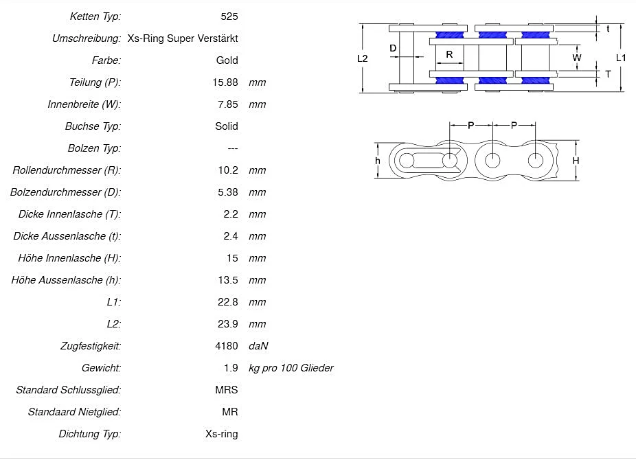 Afam_Ketten_Daten_A525XSR2_G AFAM Kettensatz Stahl 525 XSR2-G 17x43 - Suzuki GSX-R 750 2004-05