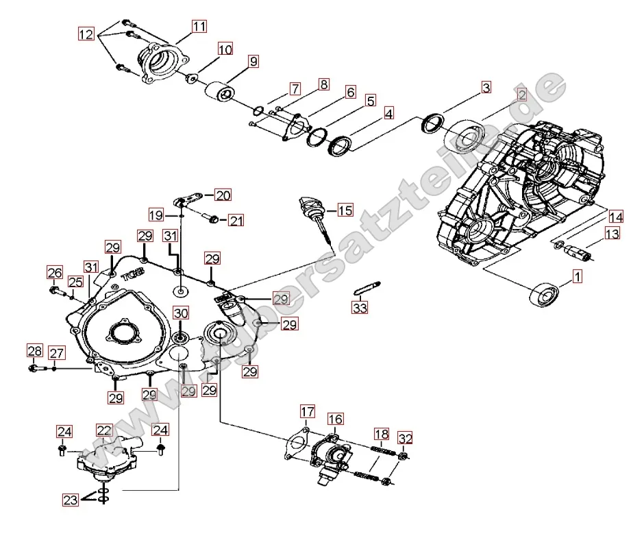 Wasserpumpe - Handstartereingriffsrad - Tachoantrieb Wasserpumpe - Handstartereingriffsrad - Tachoantrieb