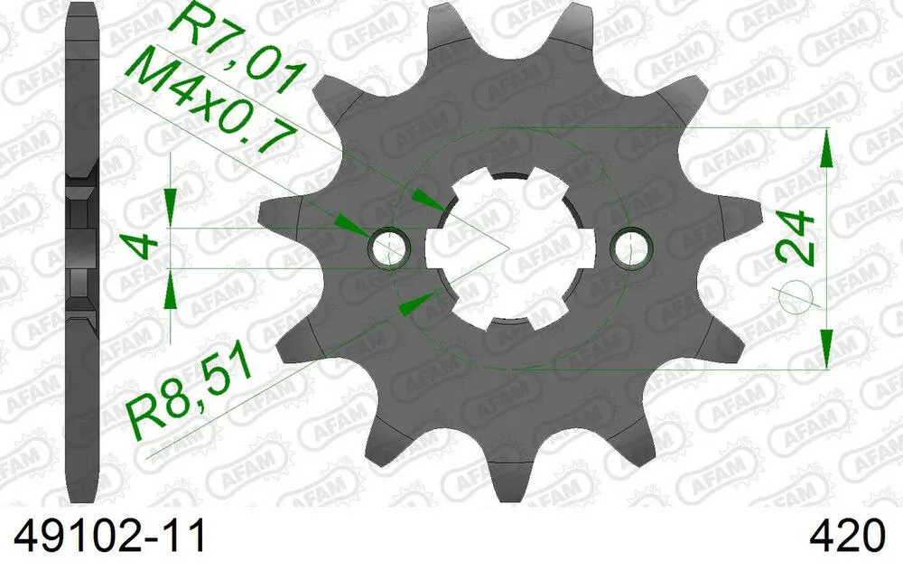 49102-11 AFAM Kettensatz Stahl 420 R1-G 11x53 - Aprilia RS 50 2006-11 - 03501245
