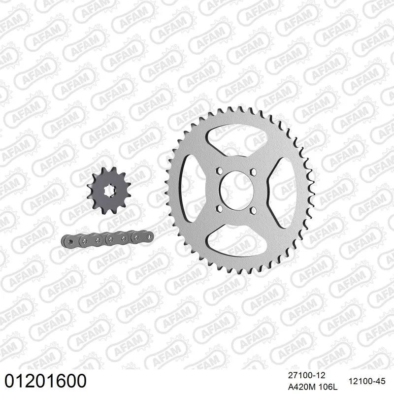 AFAM Kettensatz Stahl 420 M 12x45 - Yamaha DT 50 M 1978-82 - 01201600