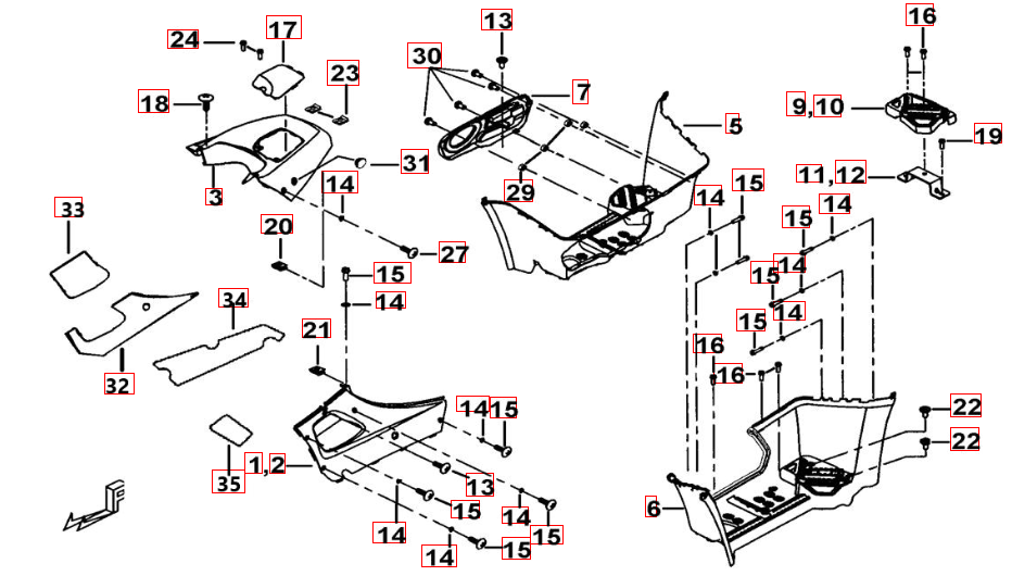 Fußstütze-Tankabdeckung quarzgrau-metallic