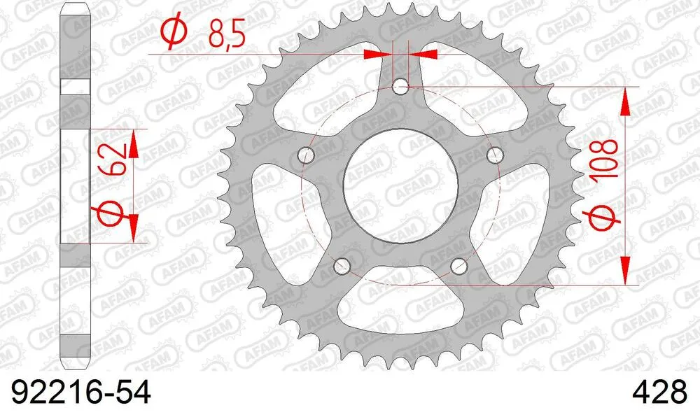 AFAM Kettensatz Stahl 428 XMR2-G 14x54 - Mh/motor Hispania KN1 125 2009-10 - 16713100