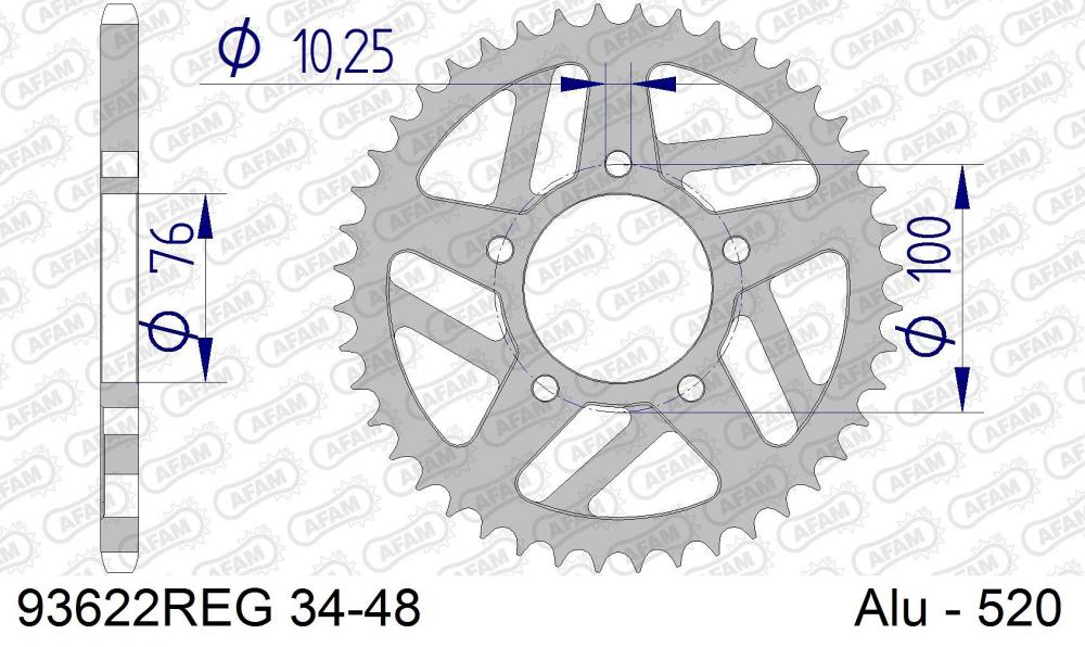 AFAM Racing Kettenrad Aluminium hinten - 520 - 93622