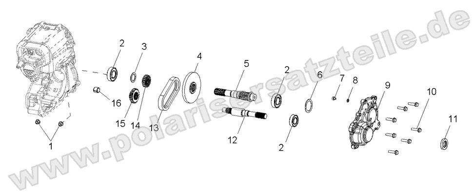Gearcase, Output Shaft Gearcase, Output Shaft