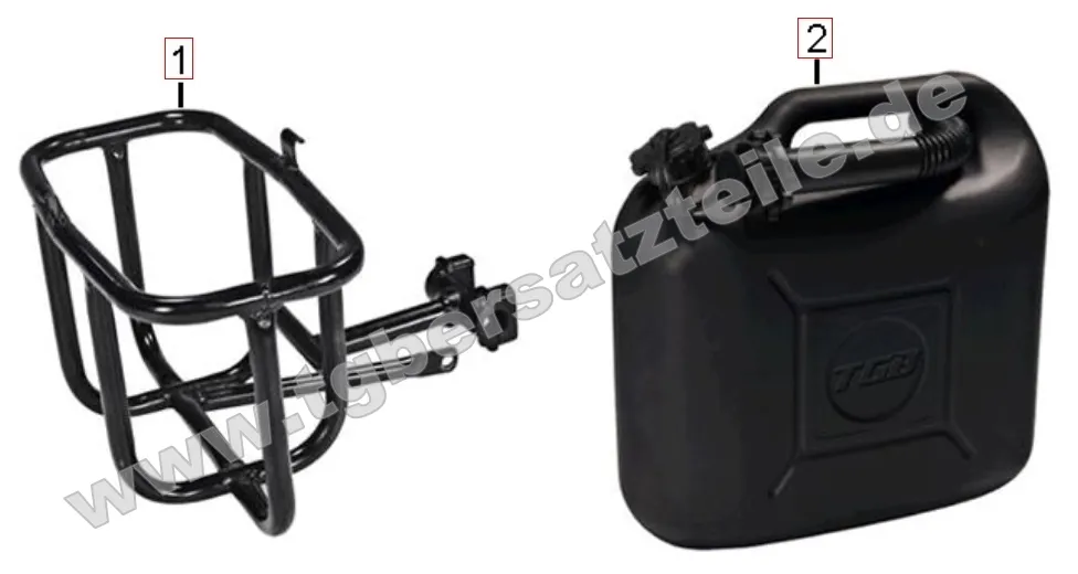 Benzinkanister und Halter Benzinkanister und Halter