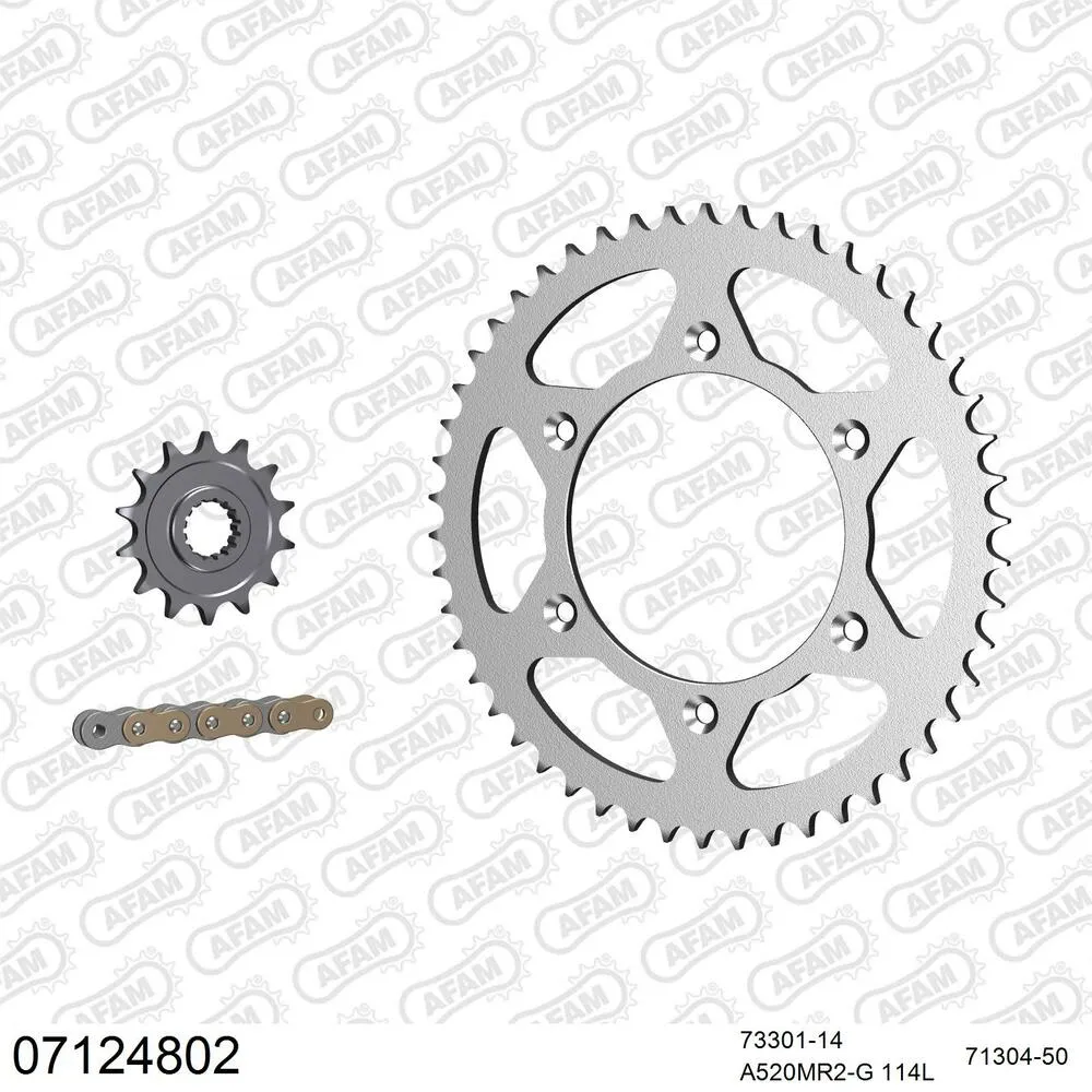 07124802 AFAM Kettensatz Stahl 520 MR2-G 14x50 - KTM SX 250 1999-03 - 07124802