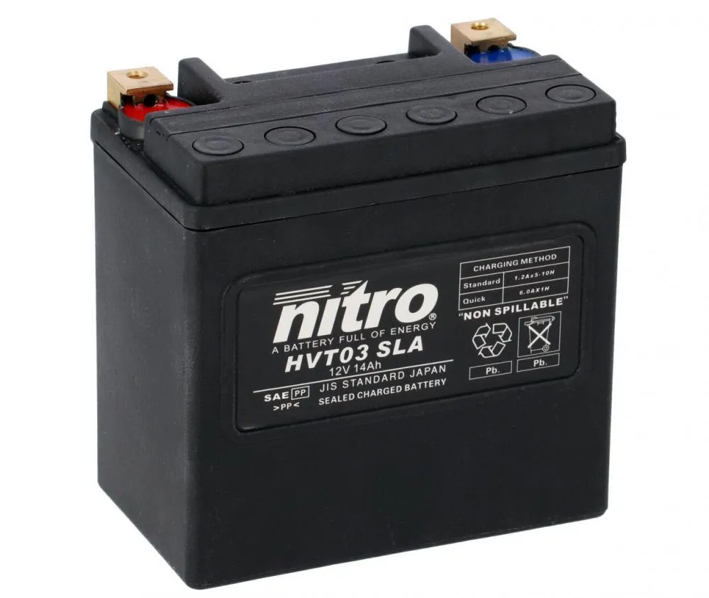 Nitro_HVT_03_SLA_Batterie Nitro HVT 03 SLA AGM Gel Batterie 12V 14AH 240A - Einbaufertig (65958-04 YTX14L-BS)