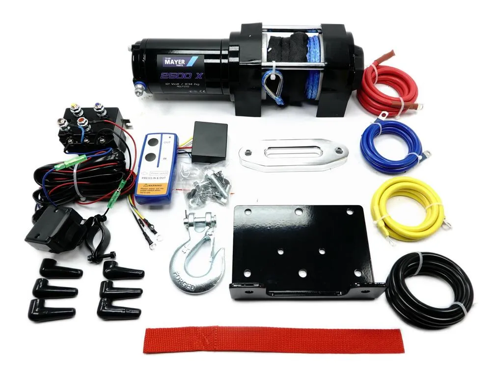TMP ATV - Quad Seilwinde 2500 X / 12V / 1134 kg / Synthetikseil + Funk Fernbedienung