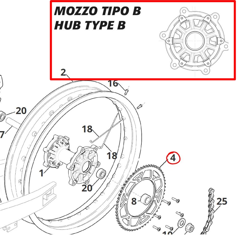 Fantic_Original_Kettenrad_Alumnium_gold_hinten___428___Z58_05054005_Zeichnung Fantic Original Kettenrad Alumnium gold hinten - 428 - Z58