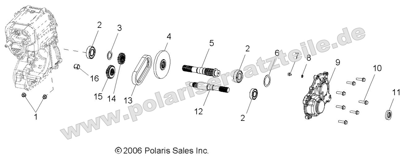 DRIVE TRAIN, MAIN GEARCASE OUTPUT SHAFT