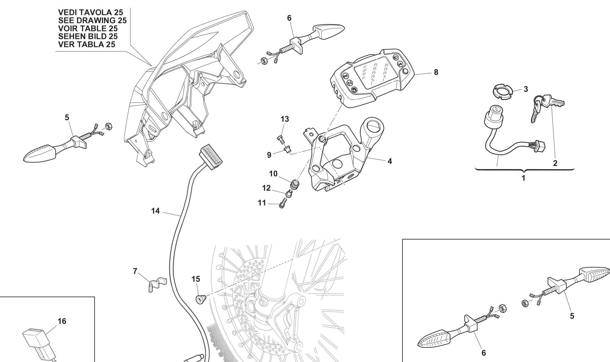 Tachometer / Lenkerschalter / Blinker