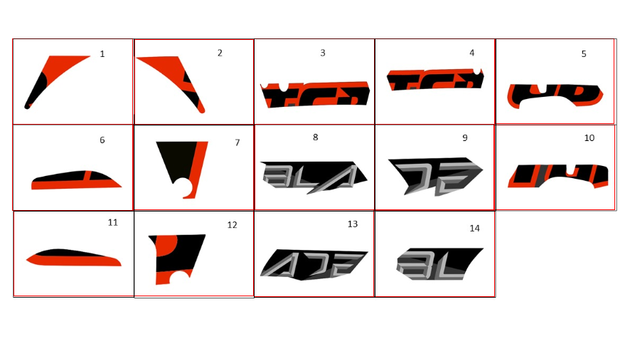 Aufkleber 2 schwarzmatt / orange