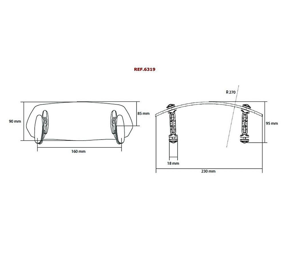 Puig Clip-On Spoiler Aufsatz 230 x 90 mm Transparent für Verkleidungsscheiben